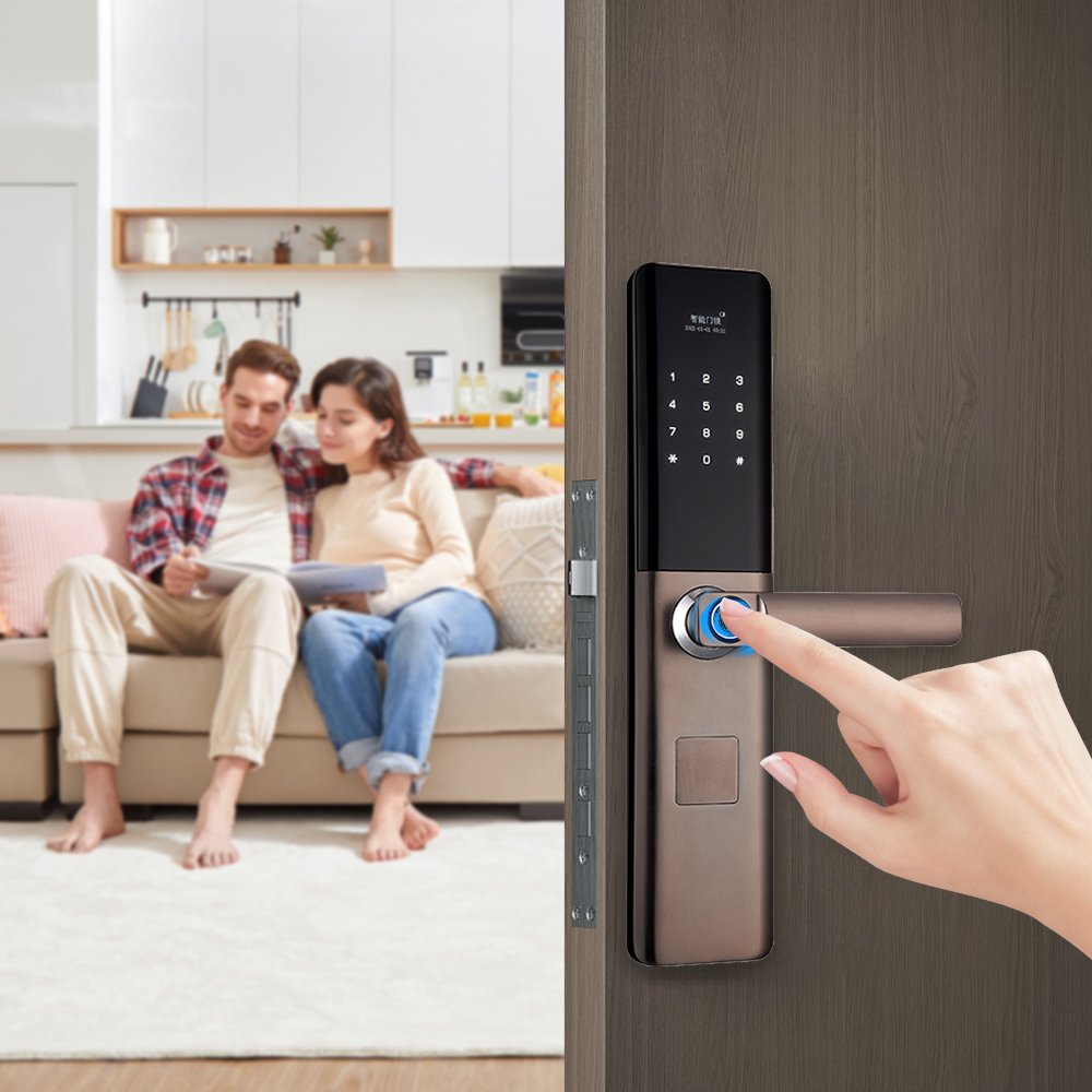 HJD Smart Tuya Keys Camera Bluetooth Keyless Smart Home Lock WiFi Camera Access Control Cards Cat Eye Semi-automatic Smart Lock
