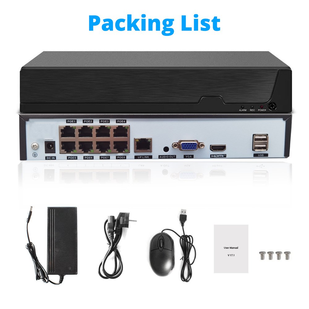 AI Face Detection 8MP 4CH 8CH 16CH Network Video Recorder H.265 POE NVR for IP Camera CCTV System P2P Security Surveillance