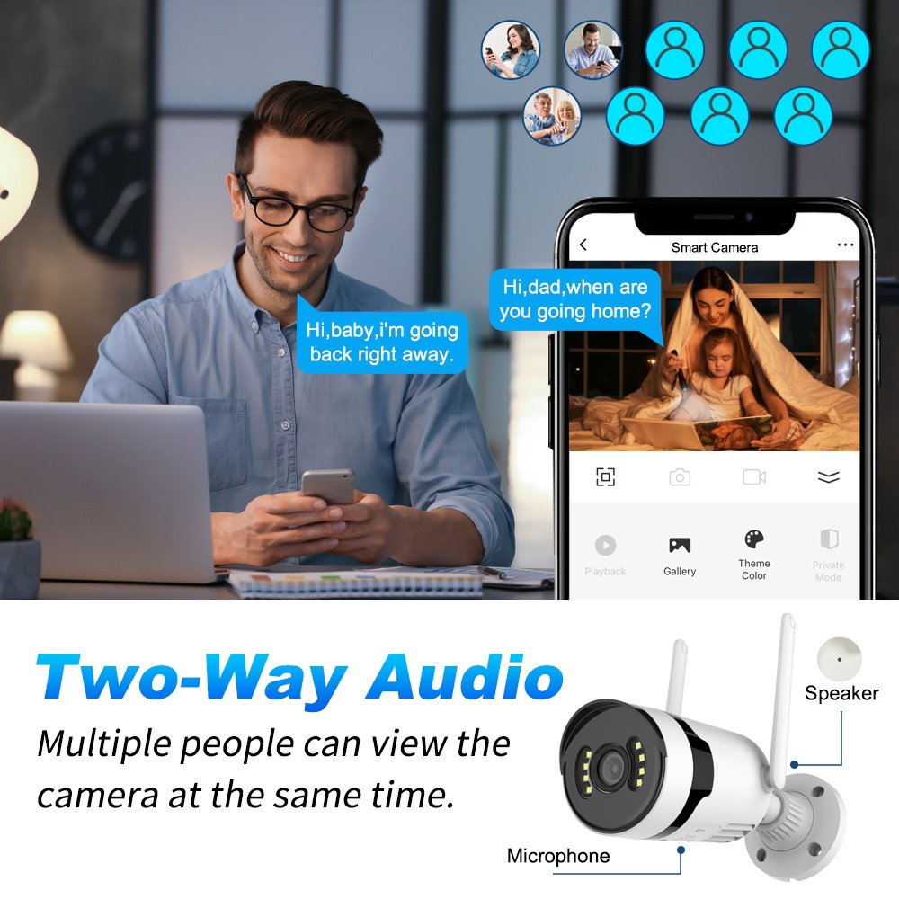 3MP Wireless Security Camera System Two Way Audio WIFI Camera 4CH NVR Kit Video Surveillance System With 10.1inch LCD