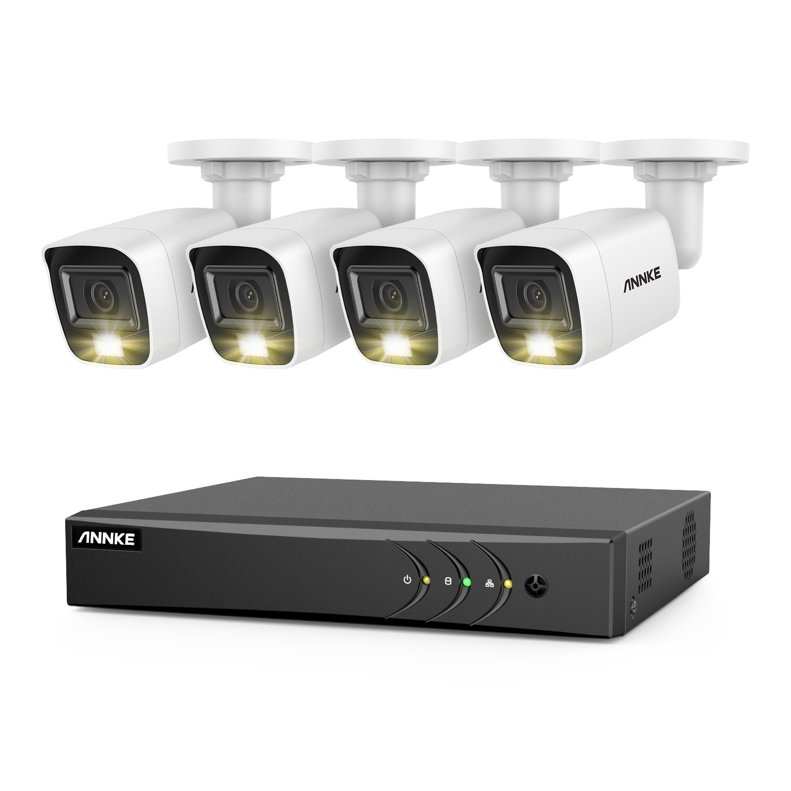ANNKE 8CH DVR With 4 Piece 2MP Camera White Light Night Vision Ai Human and Vehicle Detection Security Surveillance System