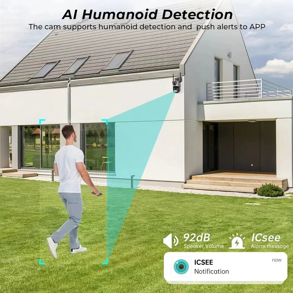 iCsee Three Lens 6K 360 Ptz Dome IP WIFI Camera Home Security System With Night Vision Bluetooth Wireless Surveillance Camera