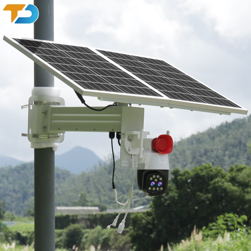 TecDeft Solar PTZ 4G Sim Card Two-way Audio Dual Lens 4mp+4mp 10x optics Zoom Cctv Security Camera Wireless System Solar Power