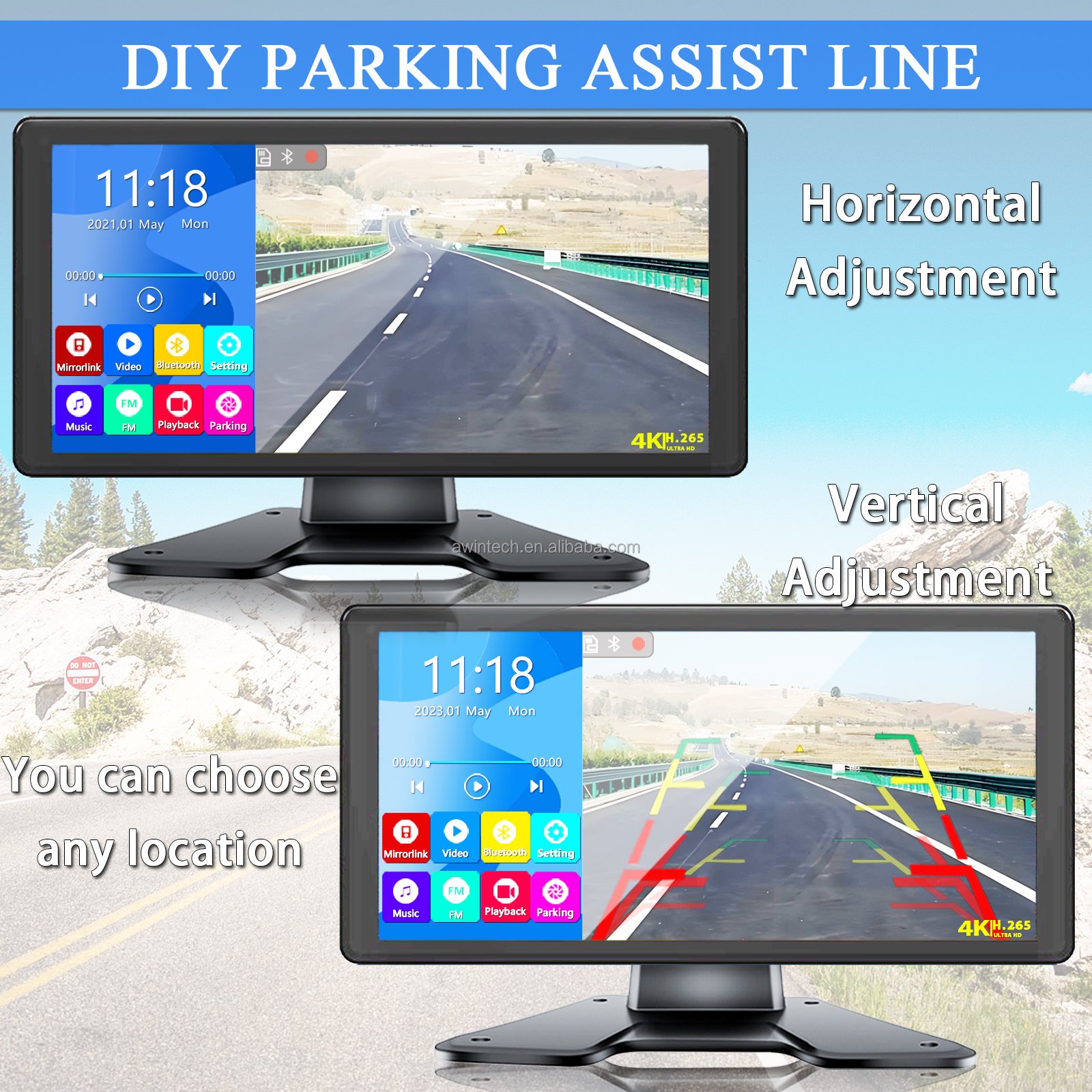 10.36 Inches 4CH Full HD 1080P AHD Loop Video Recorder Car Touch Screen 4 Channel Bluetooth MP5 Mobile DVR for Vehicle Truck RV