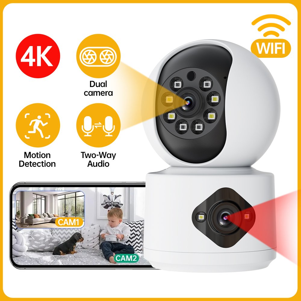 Dual Lens 1080P 4MP Full HD Home Indoor WiFi Smart Video Camera Surveillance Network PTZ IP CCTV Camera 360 WiFi Security Camera