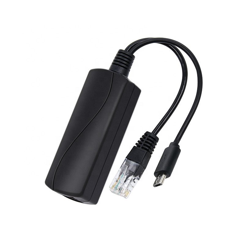 10/100Mbps Micro USB Port 48V to 5V 2.4A PoE Splitter Cable Standard Rj45 Connector