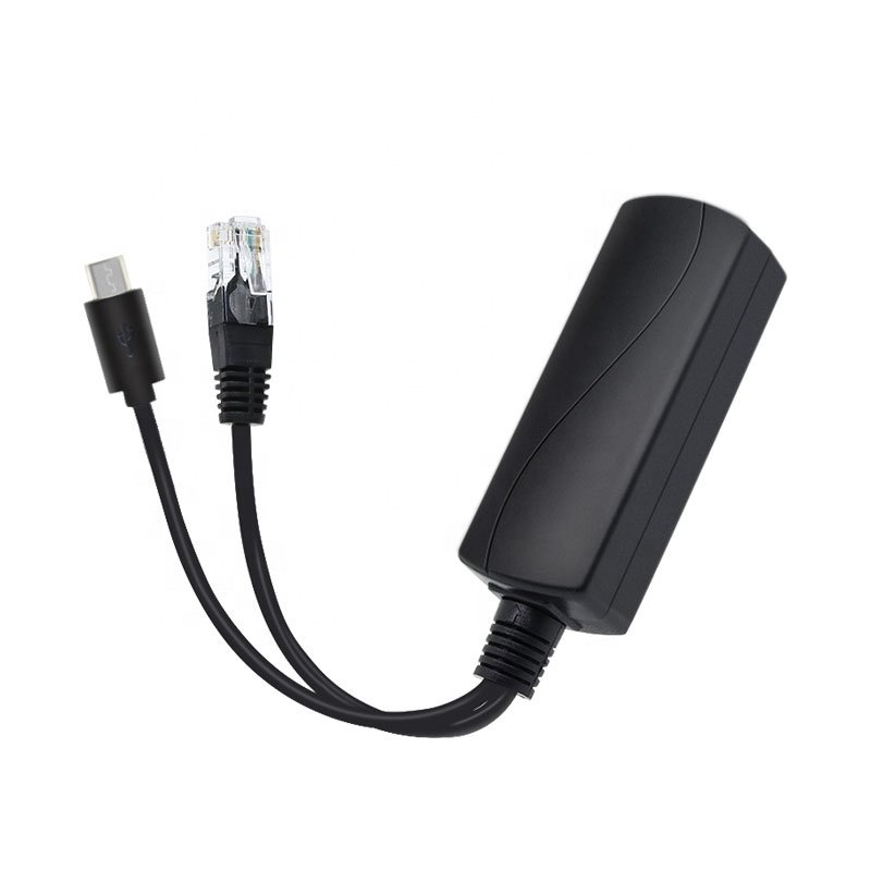 10/100Mbps Micro USB Port 48V to 5V 2.4A PoE Splitter Cable Standard Rj45 Connector