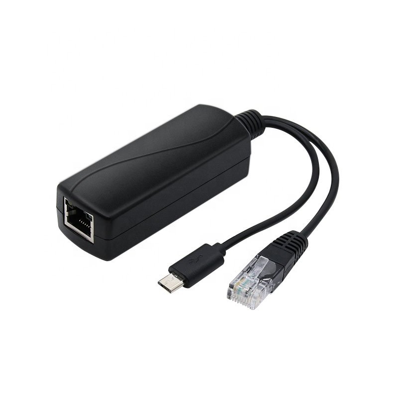 10/100Mbps Micro USB Port 48V to 5V 2.4A PoE Splitter Cable Standard Rj45 Connector