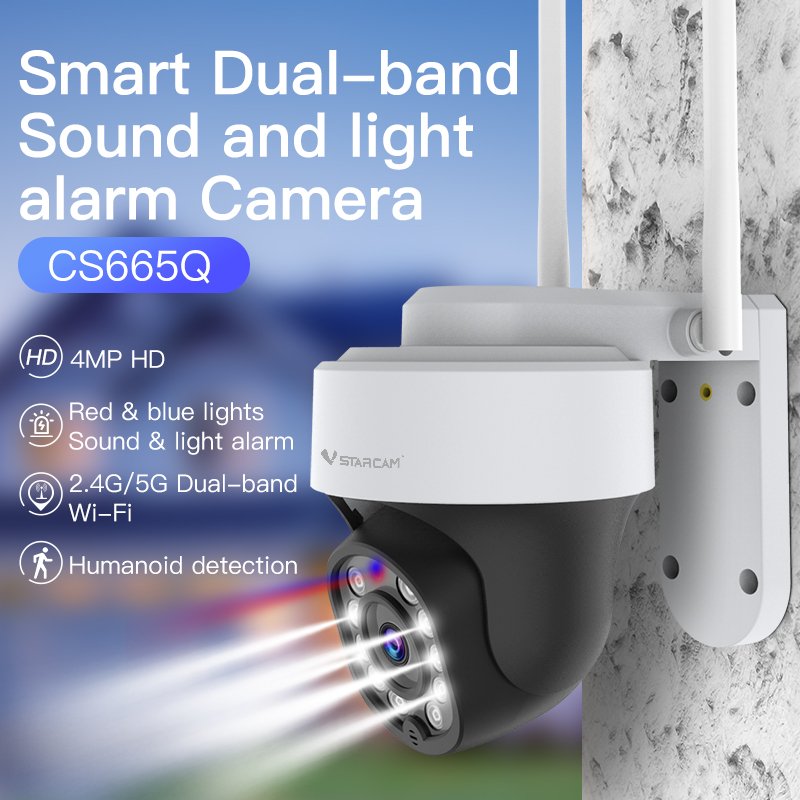 VStarcam Smart Home Security 5MP Dual Band Wifi Camera Sound and Light Alarm CCTV Camera Security Camera System