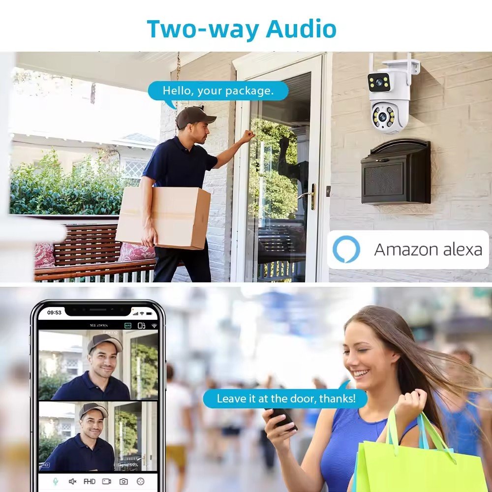 Dual Lens Wifi IP Camera Security iCsee Network Cameras Wireless CCTV System Surveillance for Home with Video And Audio