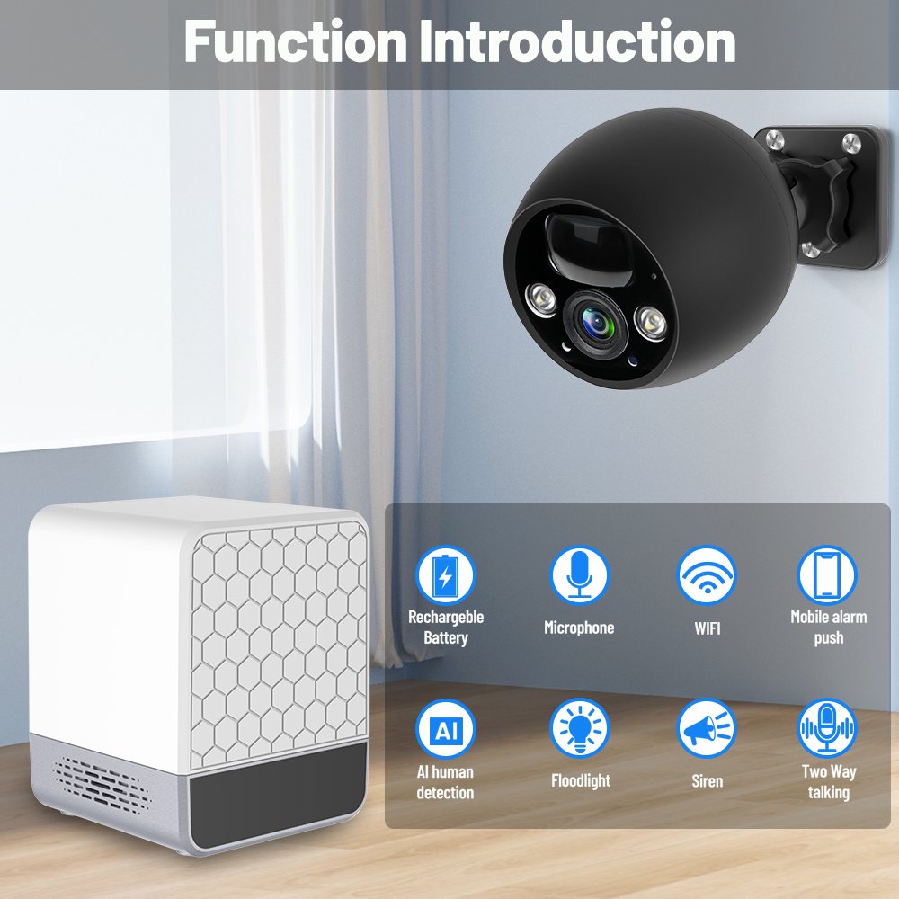 WESECUU Wifi Wireless Solar Power Camera SD Card Slot CCTV Security IP Camera Outdoor Support 128G Memory Card Nvr Wireless Kit