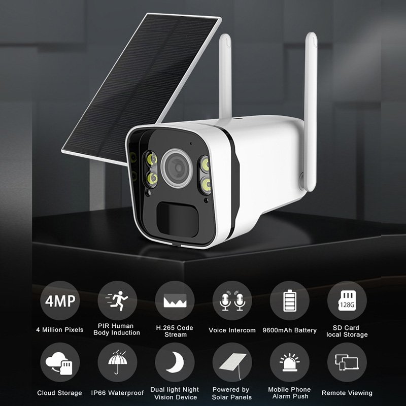 4MP Solar Panel Wireless Battery Camera WIFI Outdoor PIR 4CH NVR CCTV Surveillance Security System