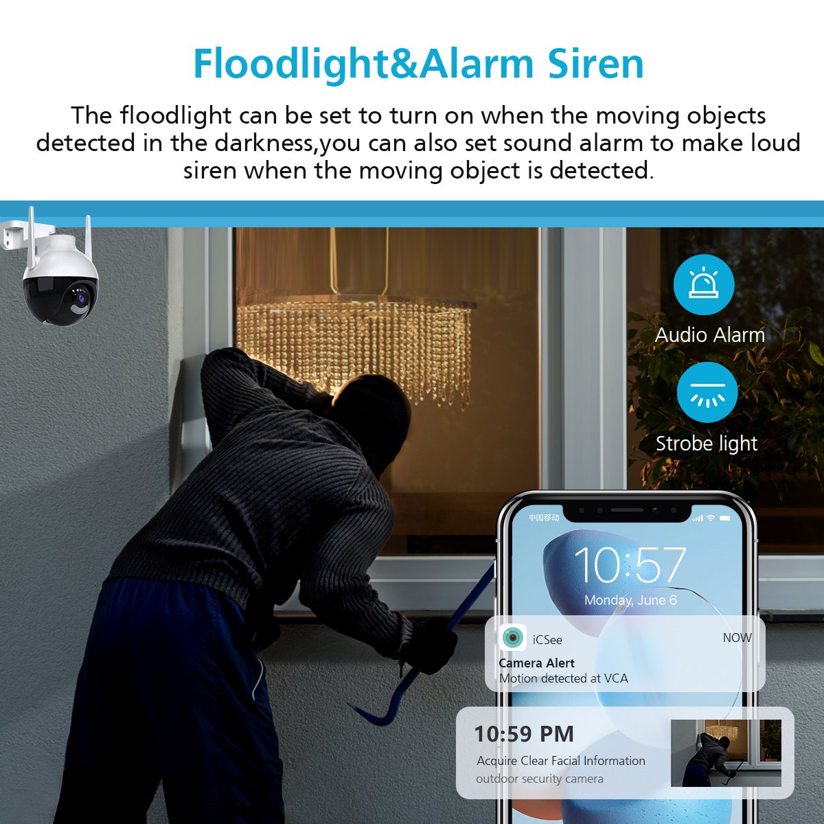 4MP 2.4GHZ WiFi Wireless Security Cameras Motion Detection Alarm 2-Way Talk 24/7 SD Storage 2K Outdoor PTZ 360 Security Camera