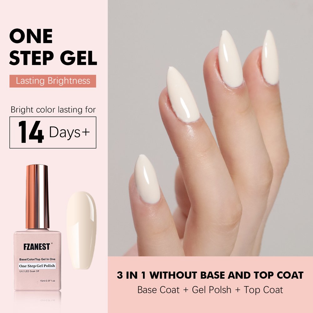 FZANEST Vegan Gel Polish With Logo One Step Gel Nail Polish Brands Best With Chrome Base Top Nail Art At Home Starter Manicure