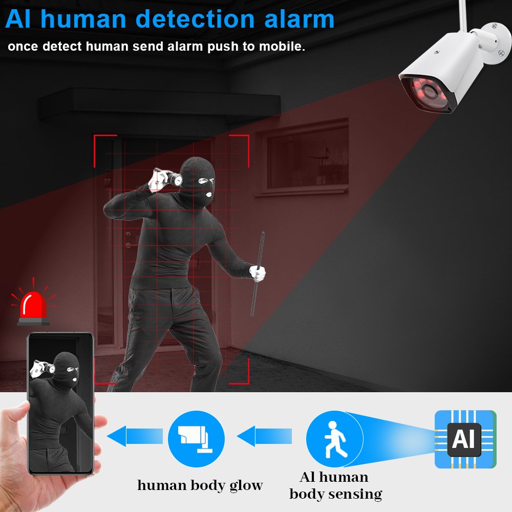 WESECUU cctv wireless video surveillance home camera system wireless security system outdoor wifi camera sets