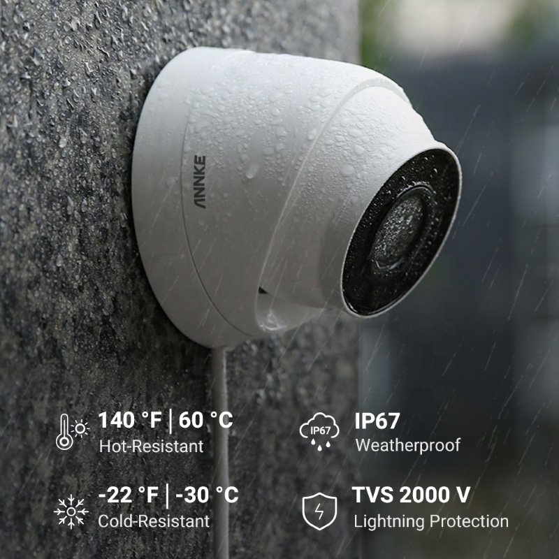 ANNKE 8CH H.265+ 5MP PoE NVR Security Camera System 8pcs IP67 Outdoor Weatherproof Audio CCTV Surveillance System