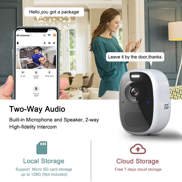 HD Wireless Cloud Storage Waterproof Battery Surveillance Cameras for Home Security