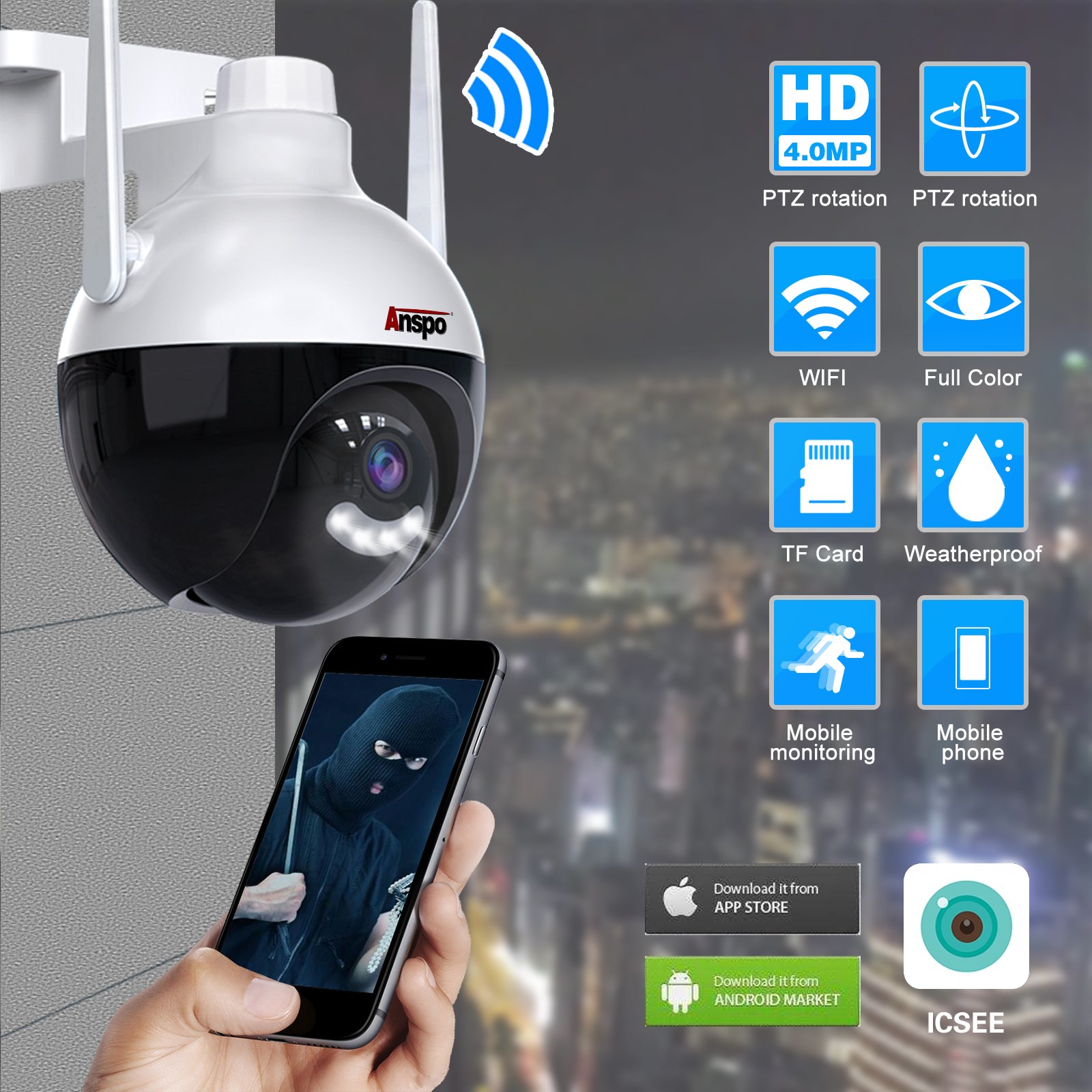 PTZ Human Motion Tracking camera PTZ CCTV network WiFi camera
