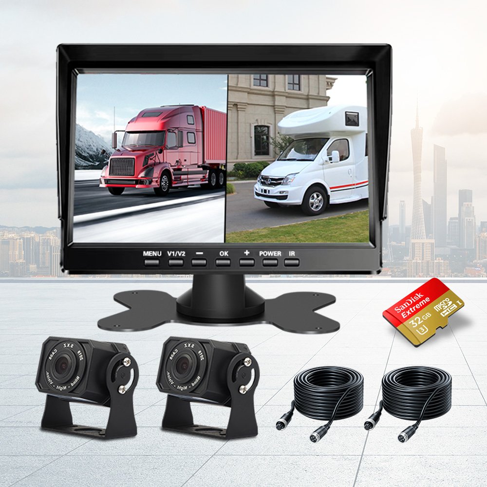 Waterproof Night Vision Camera LCD Display Monitors DVR Video Recorder Surveillance System Car CCTV 360 Dashcam For Truck Bus RV