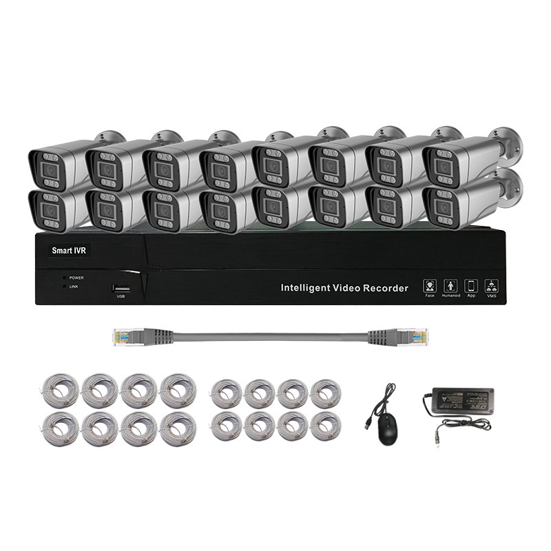 16 Channel 4K 8MP IP Cameras Set Two Way Audio Intelligent Bullet Network Camera CCTV System Waterproof AI POE NVR Kit