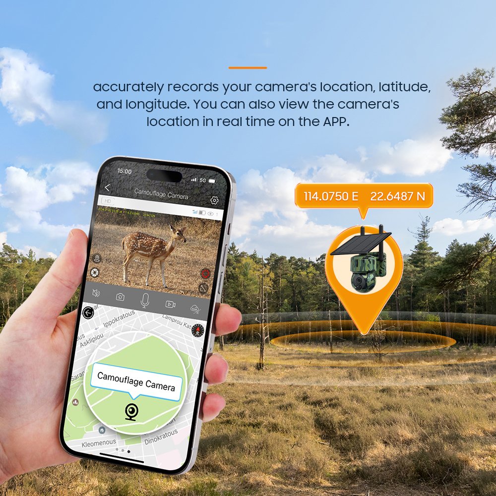 Ucon Hunting camera Panorama Camouflage 3MP Outdoor Solar Battery Camera Network 4G Sim Card Solar GPS Tracker With Solar Camera