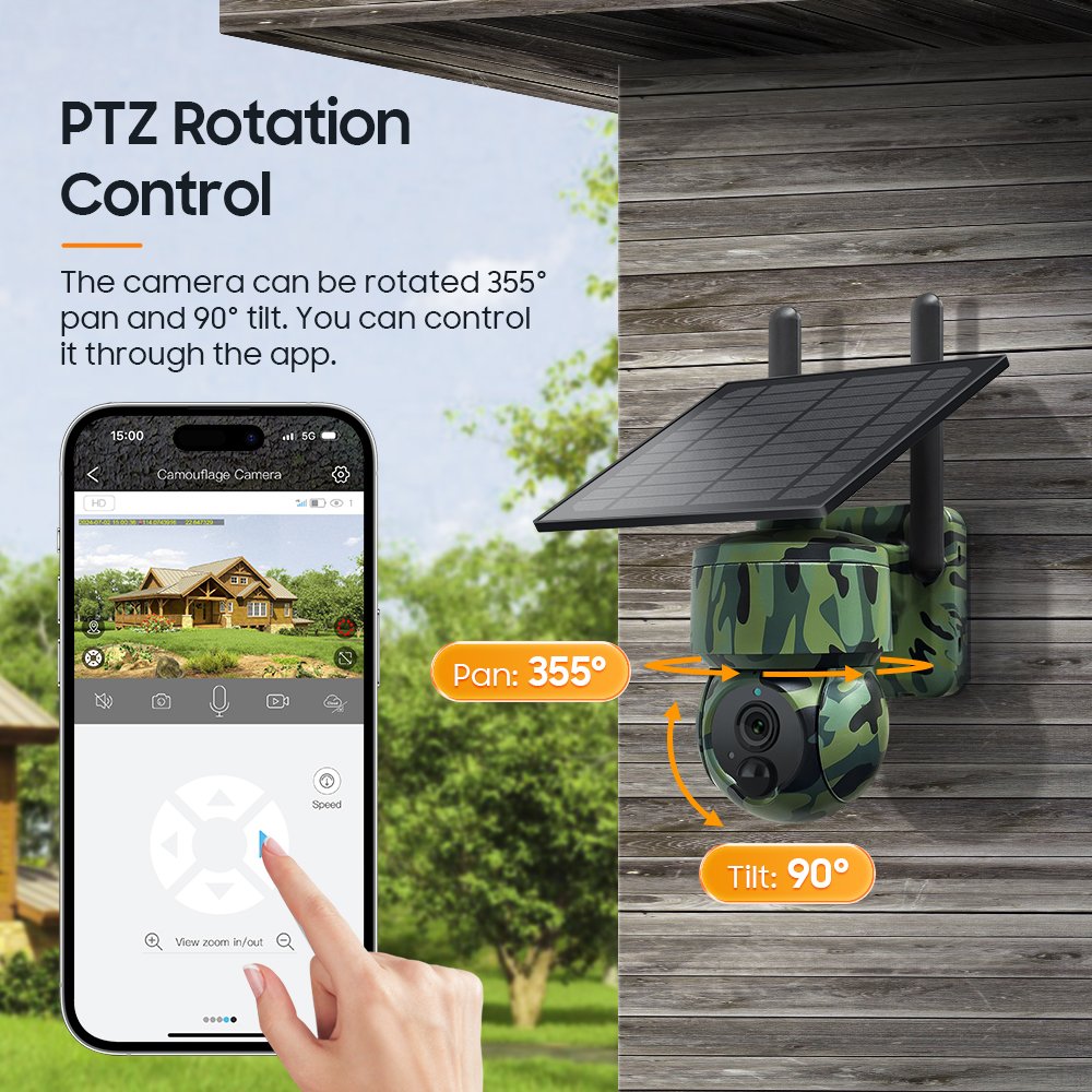 Ucon Hunting camera Panorama Camouflage 3MP Outdoor Solar Battery Camera Network 4G Sim Card Solar GPS Tracker With Solar Camera
