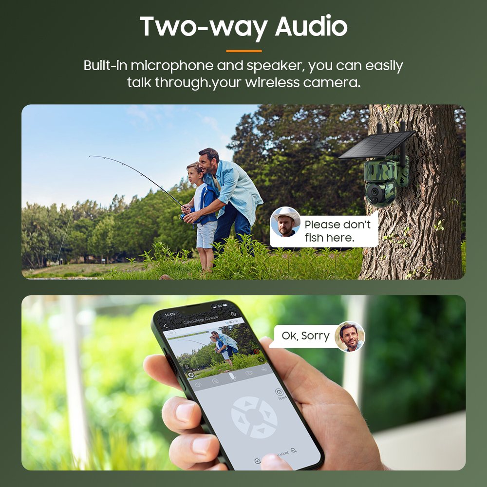 Ucon Hunting camera Panorama Camouflage 3MP Outdoor Solar Battery Camera Network 4G Sim Card Solar GPS Tracker With Solar Camera