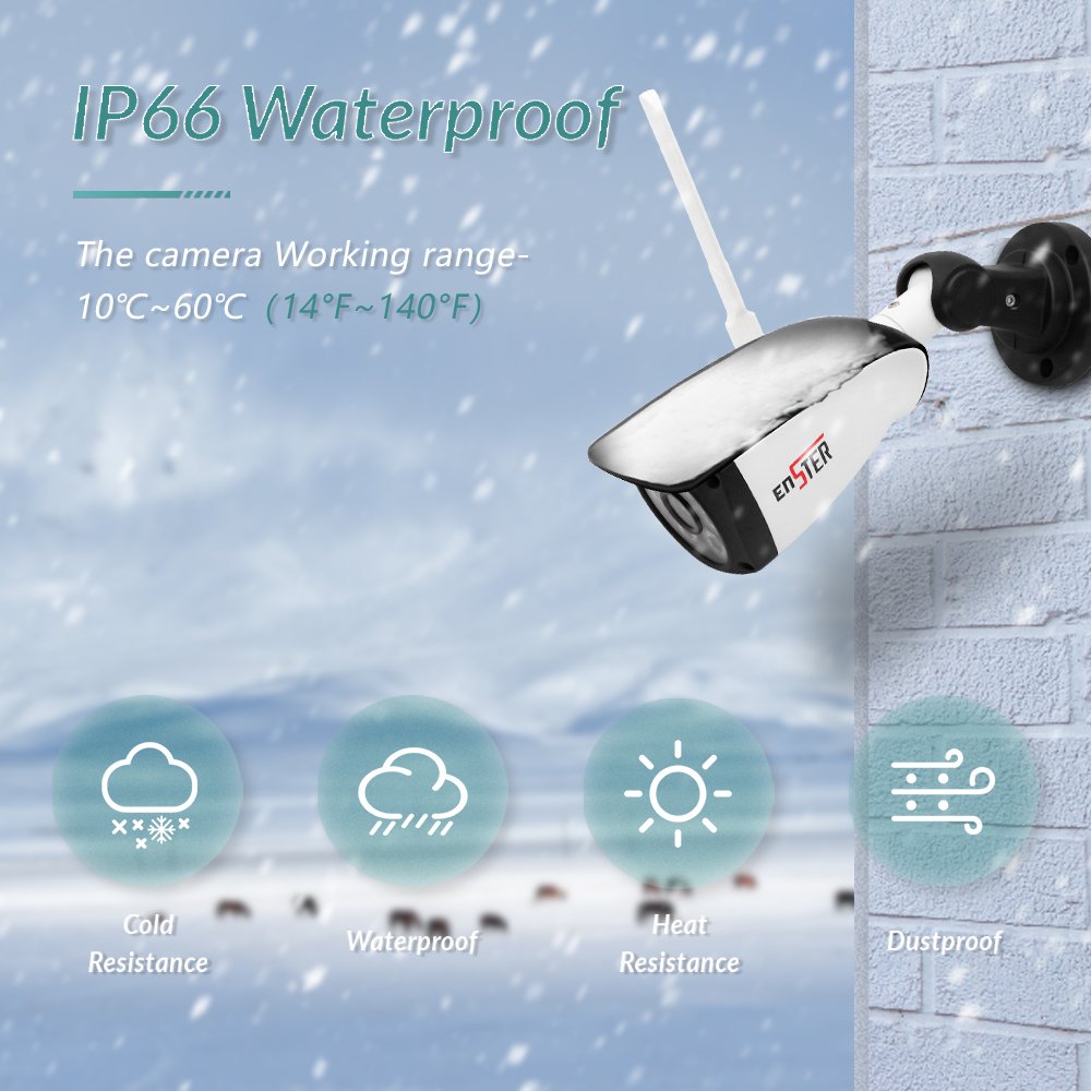 Enster 1080P P2P Security Wireless WiFi 4Channel Outdoor Cctv IP Camera System NVR Kit
