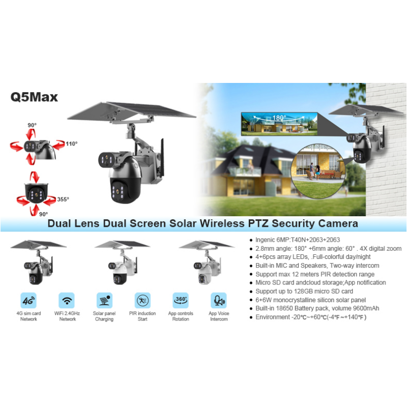 4G-Enabled Solar Panel Security Camera System with Night Vision Dual Lens Bullet Camera Enhanced Surveillance Reliable Security