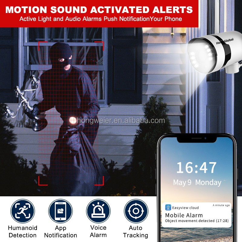 HongGlobal 3MP Video Wireless 4CH IP CCTV Home Security NVR Camera Set Kit Surveillance System WiFi Wireless CCTV Camera System