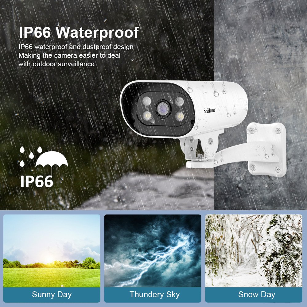 Srihome Security Camera 5MP 16Ch 8MP PoE NVR CCTV IP Security Camera system Color Night Vision camera surveillance