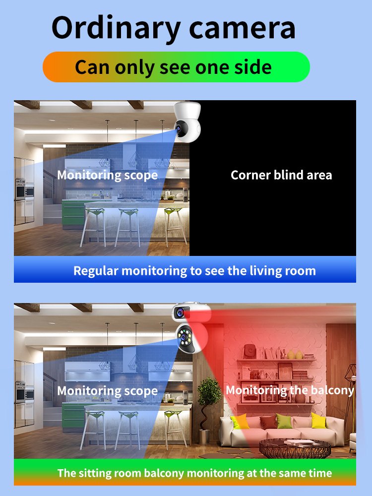 Cheapest High Quality NVR Indoor Camera Security System Baby Monitor Surveillance Wireless Dual Lens Smart Home Cloud 1/3" CMOS