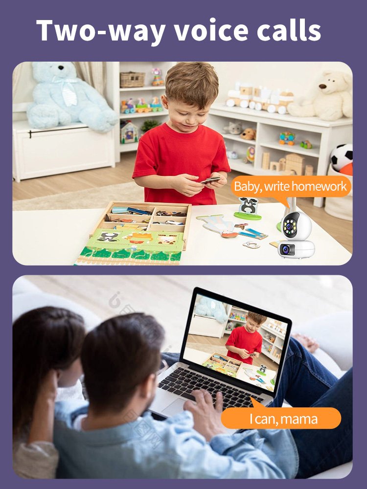 Cheapest High Quality NVR Indoor Camera Security System Baby Monitor Surveillance Wireless Dual Lens Smart Home Cloud 1/3" CMOS