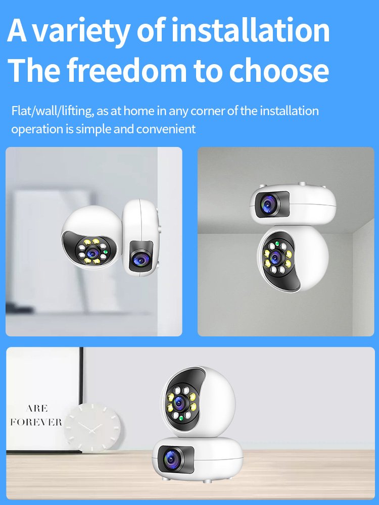 Cheapest High Quality NVR Indoor Camera Security System Baby Monitor Surveillance Wireless Dual Lens Smart Home Cloud 1/3" CMOS