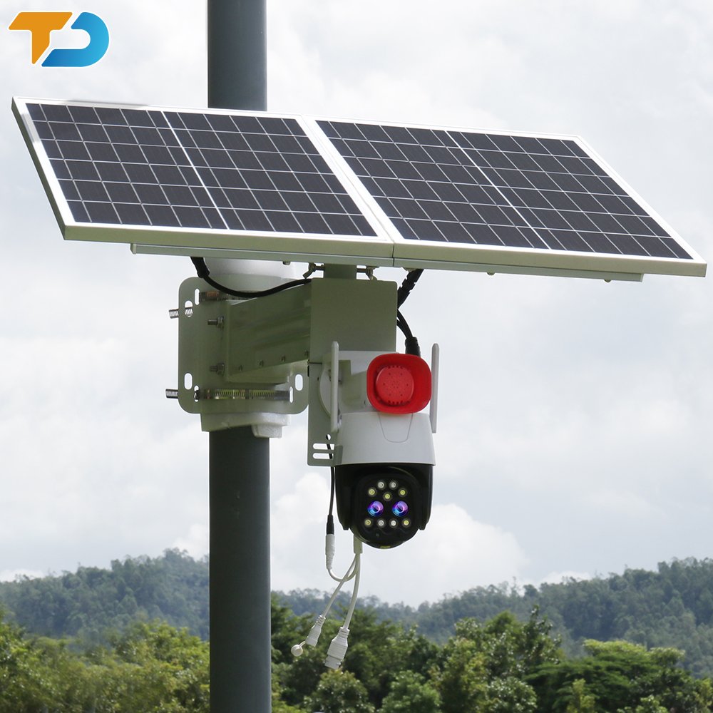 TecDeft HD 10x optics Zoom Dual Lens 4mp+4mp Solar PTZ 4G Sim Card Two-way Audio Cctv Security Camera Speaker System Solar Power