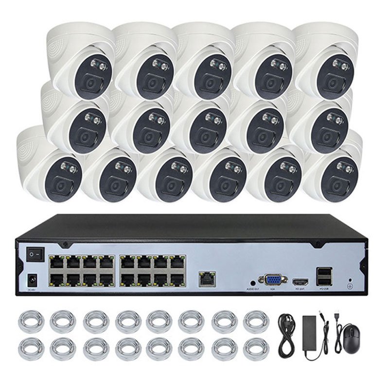 Xmeye 8Mp 4K Dome Surveillance Kit 16ch POE CCTV camera Security System Home Ai Face Detection Audio Ip 16ch POE nvr camera kit