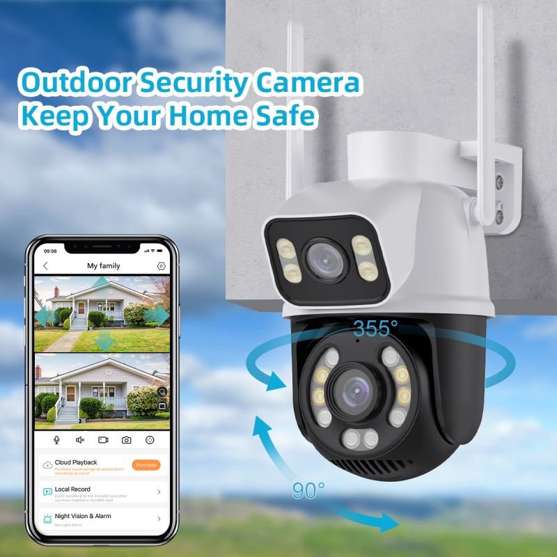 China Top 10 Cctv Camera Factory 6MP 8MP 4K Icsee Outdoor Dual Lens Wifi Home Security System Wireless Wifi Ptz Camera Ip