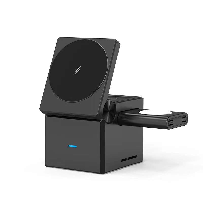 desktop folding magnetic three-in-one wireless charger Mobile phone magnetic wireless charging multi-functional desktop stand