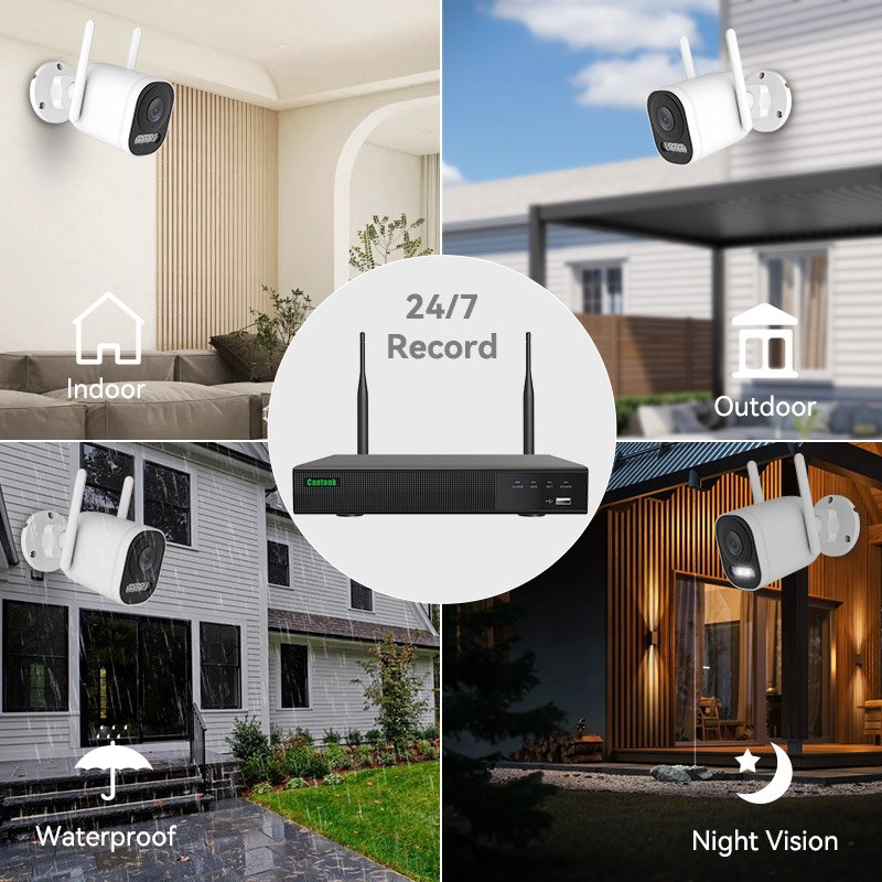 CANTONK NEW ARRIVAL HOME SECURITY SET 8CHANNEL WIFI NVR KIT 8PCS SECURITY CAMERA SYSTEM WIRELESS CCTV CAMERA SURVEILLANCE OEM