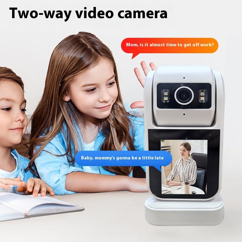 Indoor house hold smart camera with screen 360 degree WiFi camera mobile phone two-way video call network monitoring system