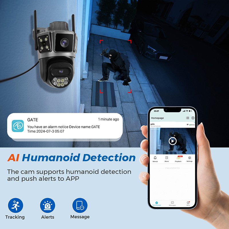 Wistino 10MP Dual Lens Outdoor 5G Wifi Security Camera Night Vision Full Color AI Motion Detection Cctv Camera System