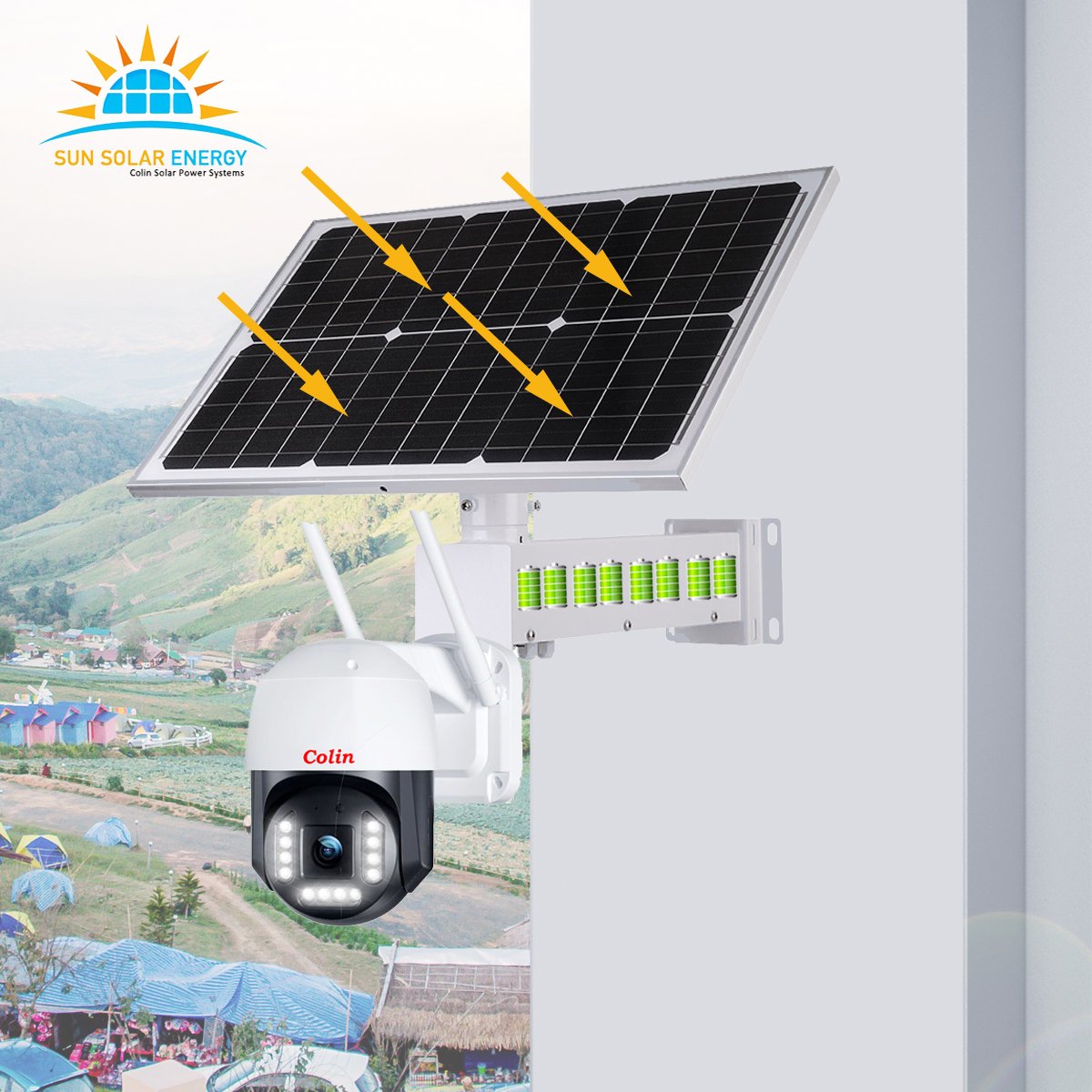 40W 20AH Solar power wire free home security surveillance camera system also can supplier to Y5 camera