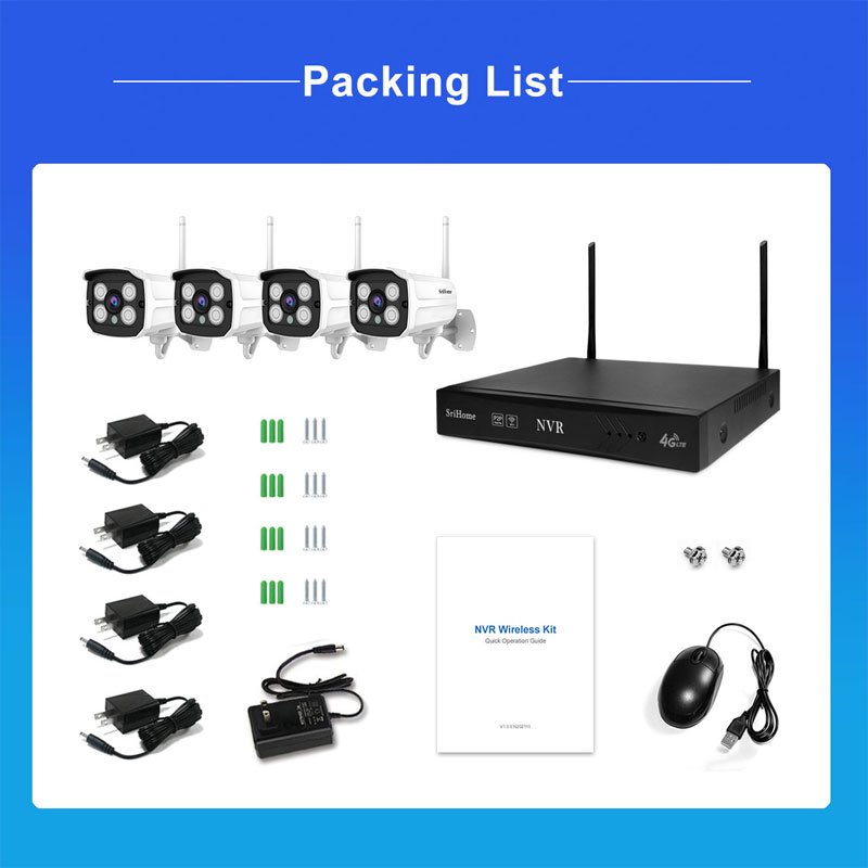 2024 Srihome NVS001B CCTV Surveillance Outdoor Smart Network Camera Security Camera Systems 4G Nvr Kit