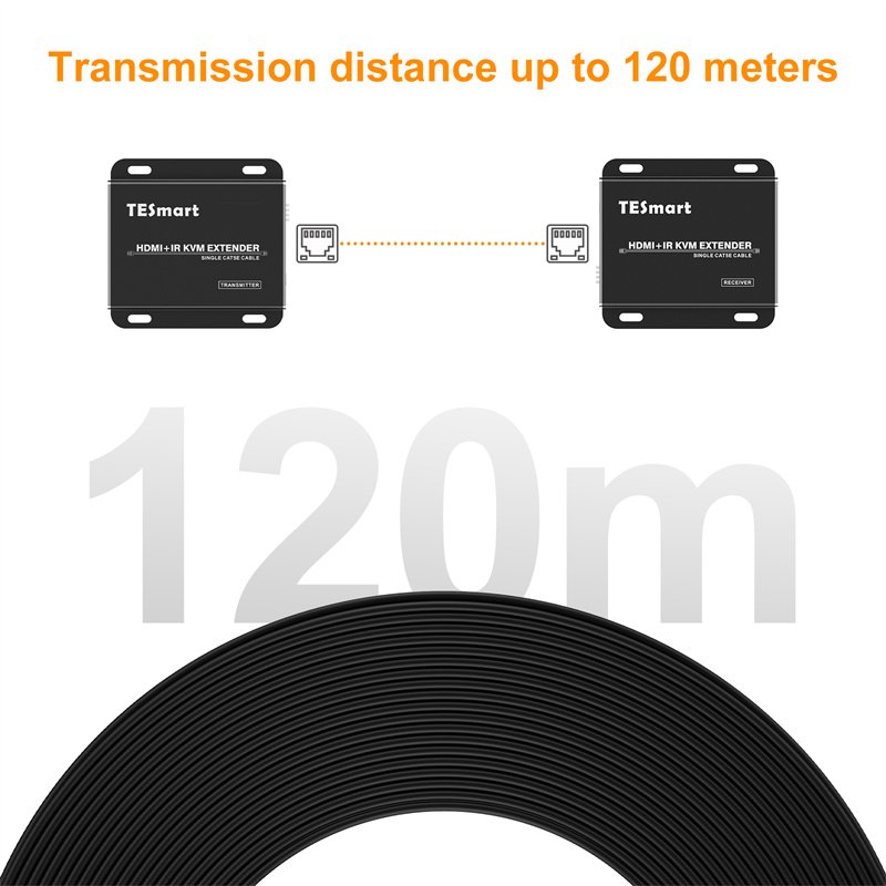 HDMI Extender 120m for Surveillance Systems Supports EDID Deep Color 1080p Full HD HDMI KVM Extender