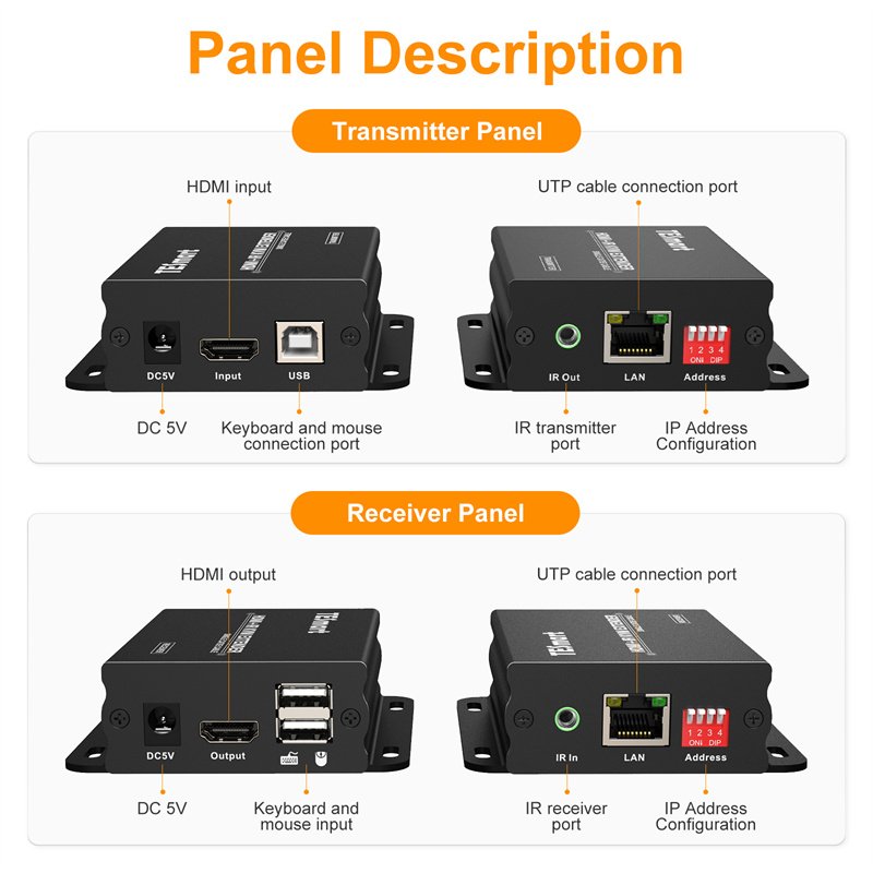 HDMI Extender 120m for Surveillance Systems Supports EDID Deep Color 1080p Full HD HDMI KVM Extender