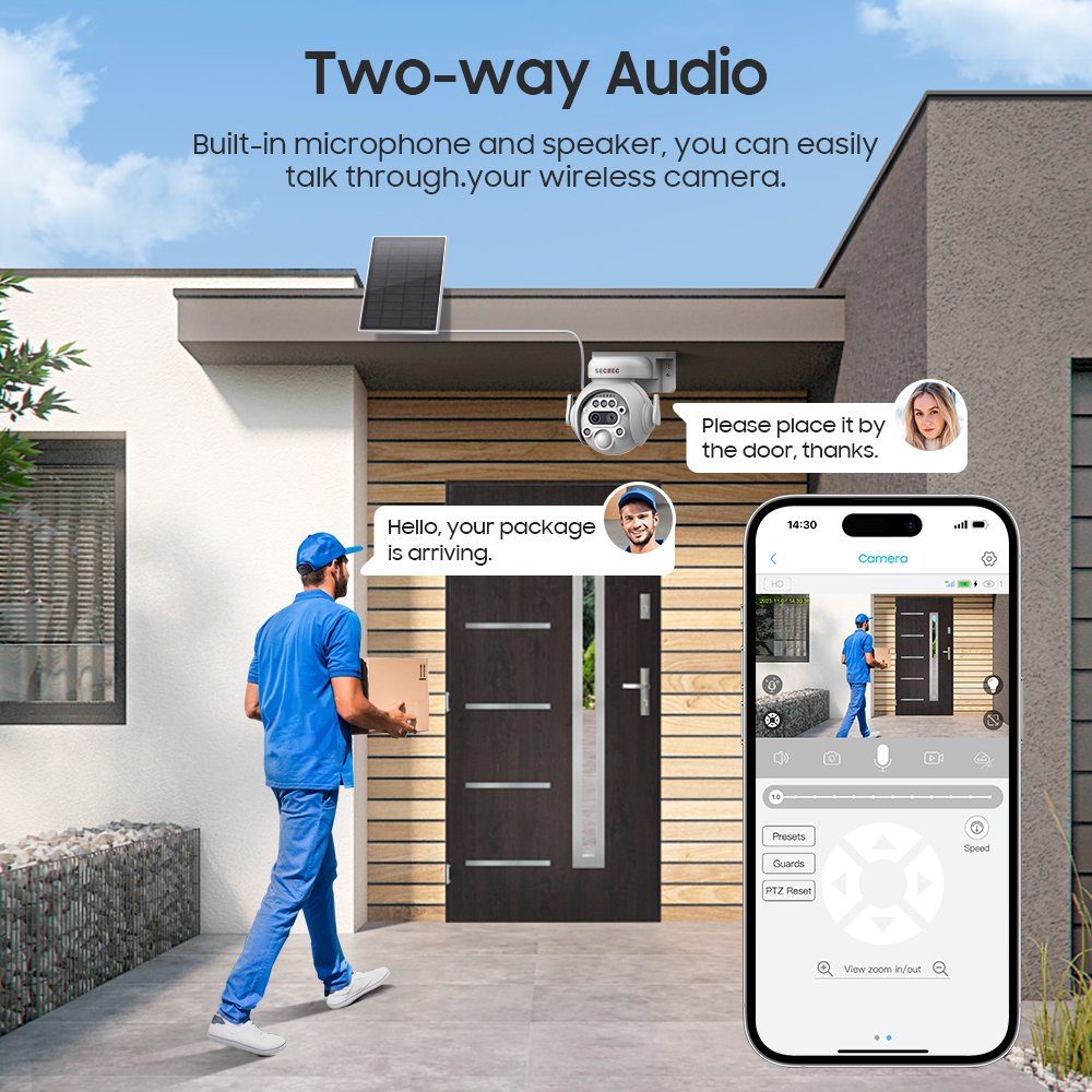 SECTEC HD 3K dual lens Mini 12x zoom 4G solar camera PIR human detection 4G ptz solar camera outdoor ip65 surveillance camera