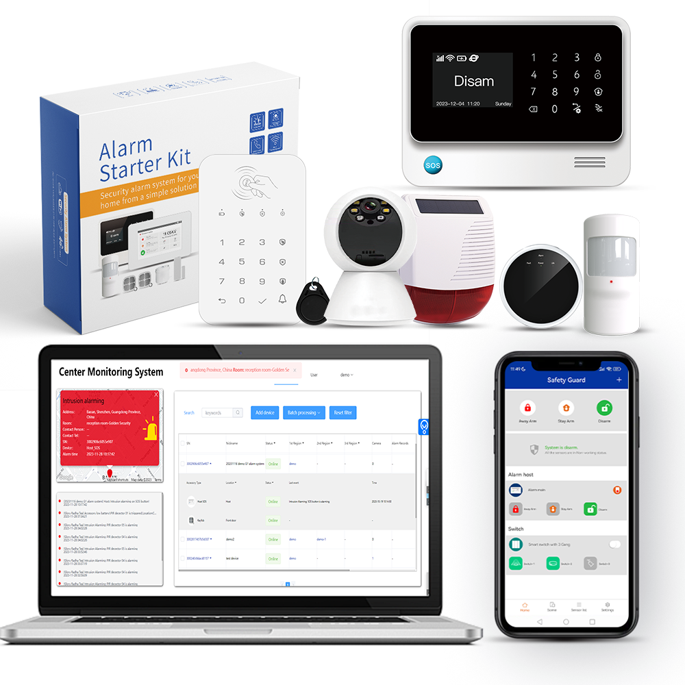 2024 Latest 4G anti-theft WiFi alarm system with built-in surveillance camera in APP and CMS center monitoring software