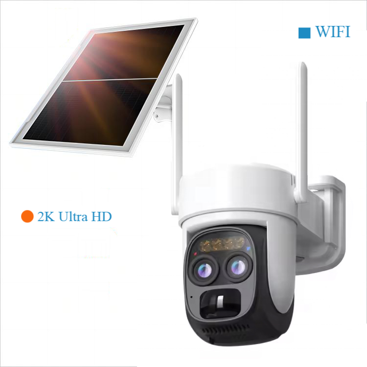 Wireless WIFI Dual Lens Solar Camera Home Security System Outdoor Smart Video Night Vision Solar Powered Wireless Camera Full HD