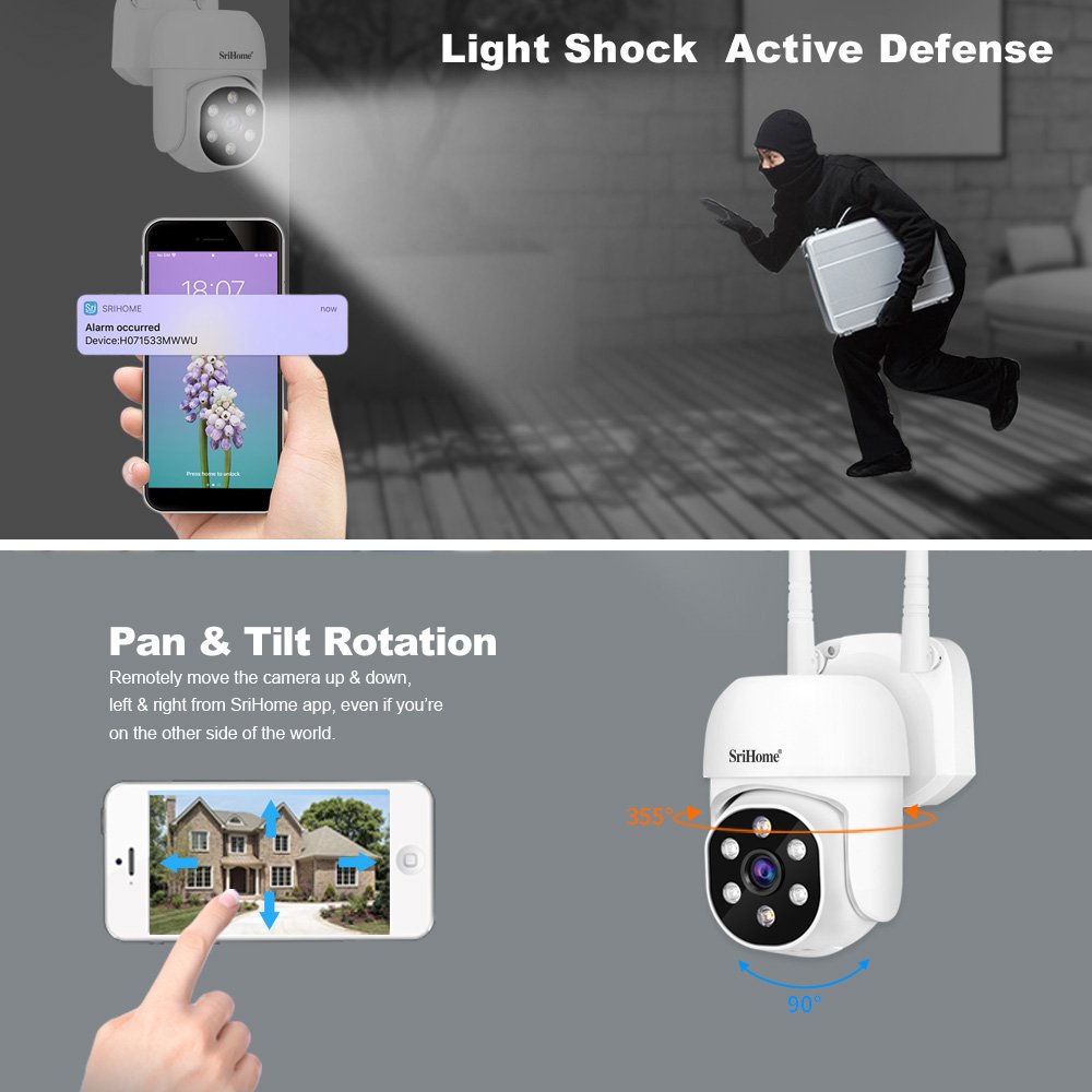 SriHome Hot Selling NVS001+8*IPC030 WiFi NVR kit CCTV Surveillance Outdoor Smart 4/8 channel kit Security Camera System