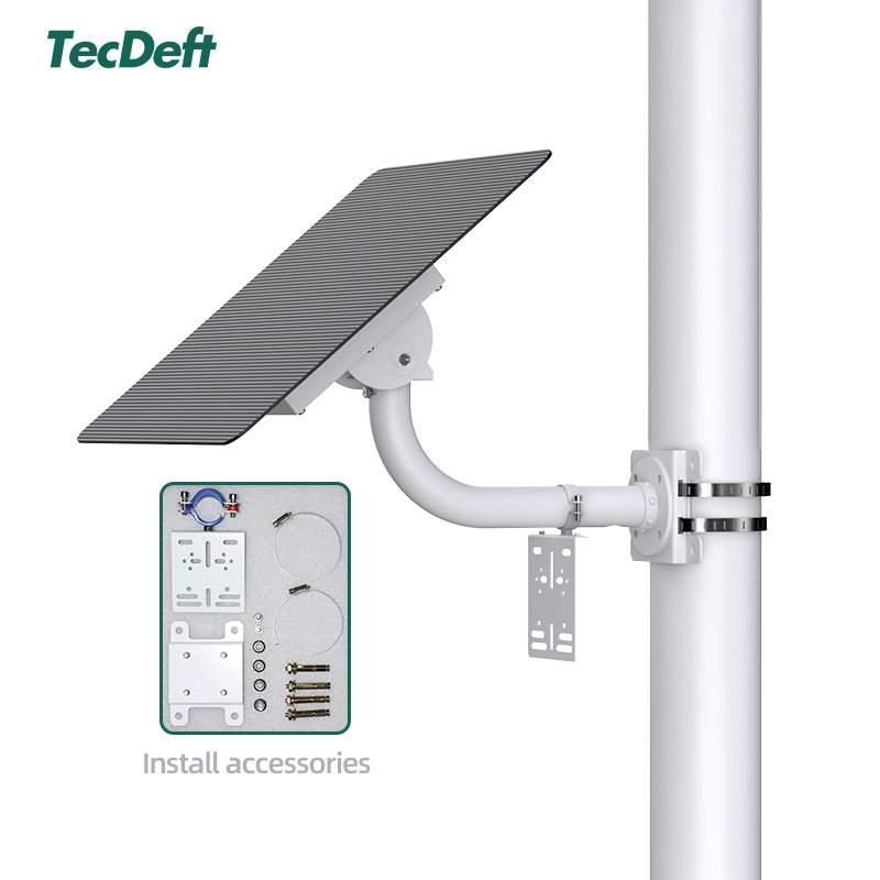 TecDeft Off-grid Mini 5V Solar Panel With Battery 30W60AH Solar Panels For Security Outdoor Battery IP Camera DC12V