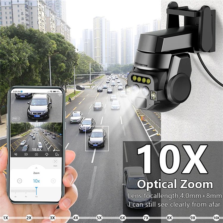 Rscamtom HD 10X zoom outdoor waterproof cctv camera color night vision motion detection network camera